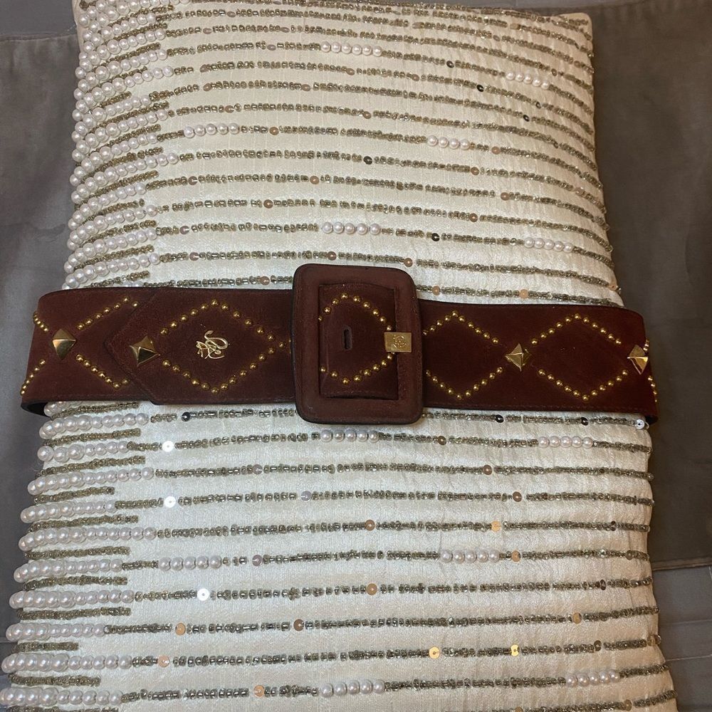 Roberto Cavalli Brown Belt with Gold Accents